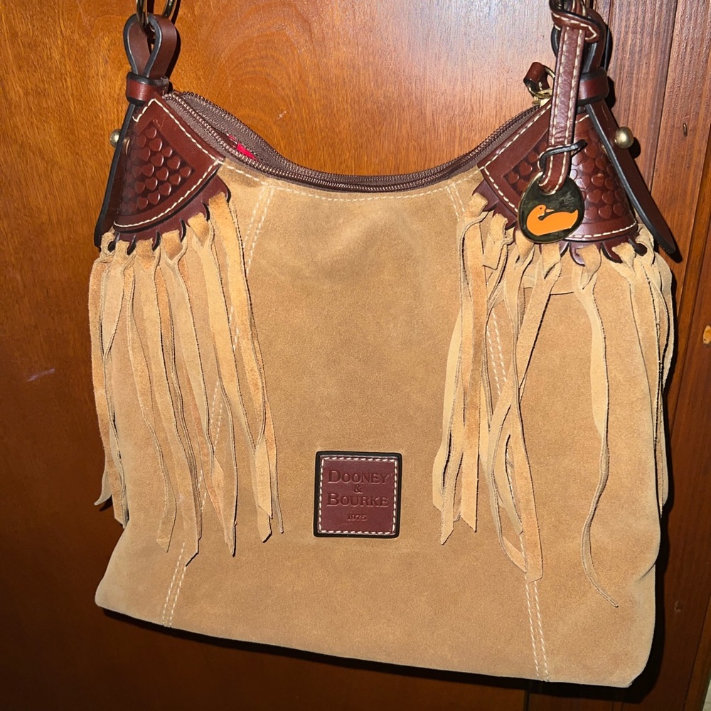 Vintage Dooney and Burke Brown Suede Leather Crossbody Bag